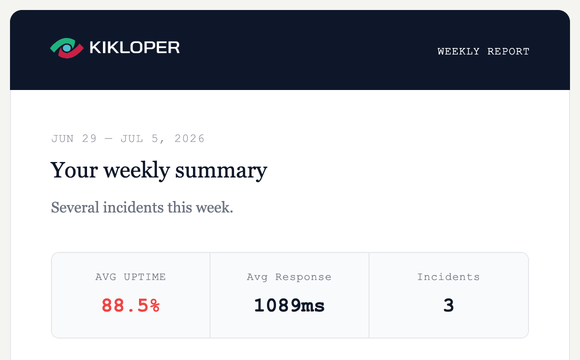 weekly report - Kikloper